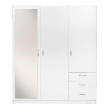 Kledingkast Varia 3-deurs met spiegel - wit - 175x146x50 cm - Leen Bakker