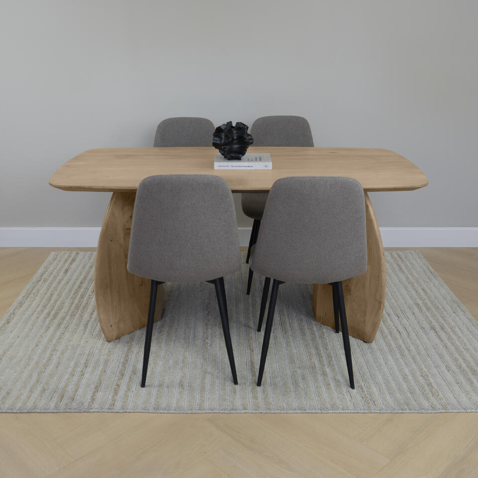 B&D home Eettafel LEVIN, uittrekbaar 120-160 x 80 cm, 4-6 personen, keukentafel, houten tafel met onderstel voor keuken, Scandinavisch industrieel design, Wildeiken look, 11202-UW-EIWL