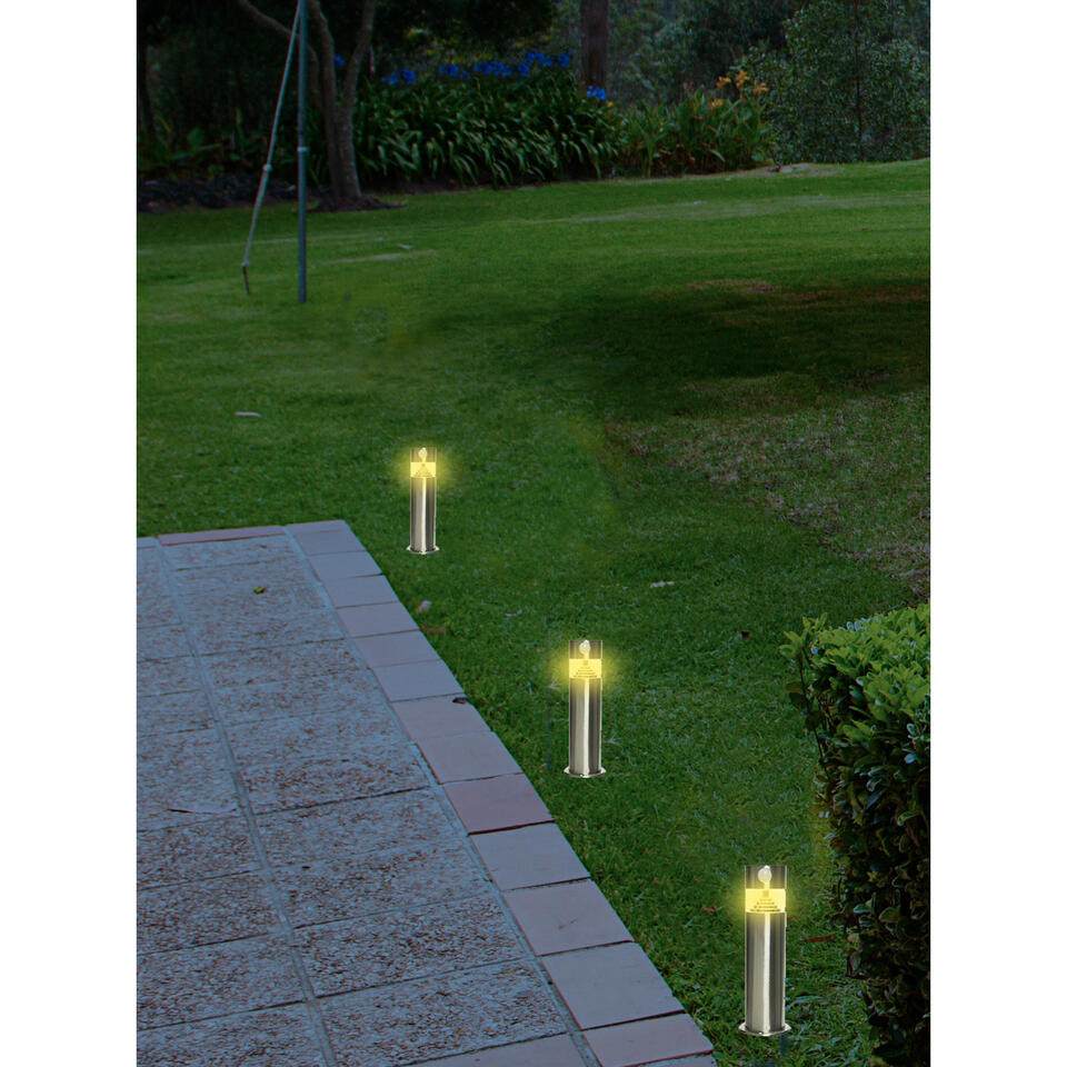 Lumineo Prikspot - zilverkleurig - solar tuinverlichting - 30 cm