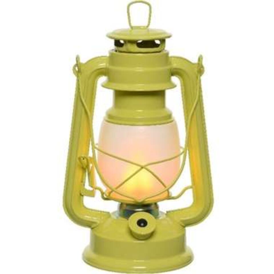 Lantaarn - solar tuinverlichting - geel - met vlameffect - 24 cm Leen Bakker