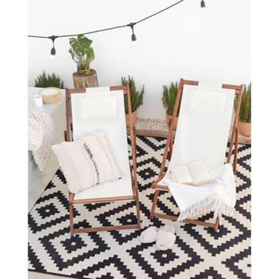 Beliani tuinligstoel AVELLINO - beige polyester, acaciahout