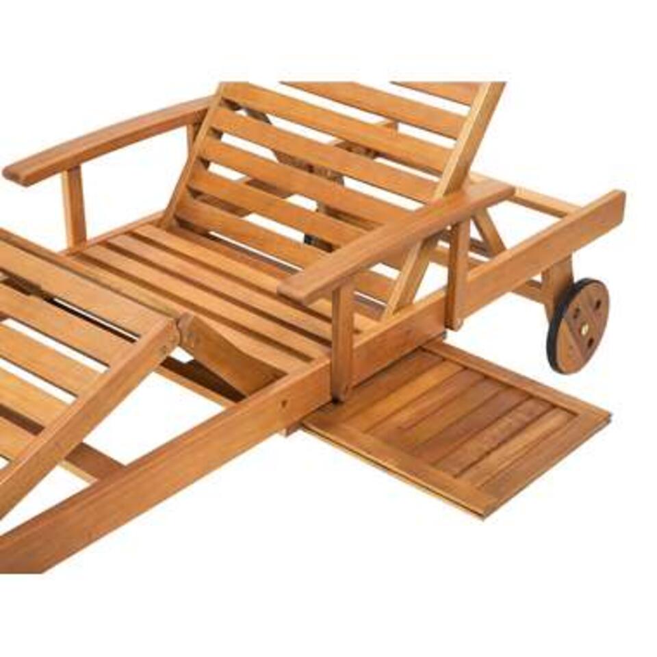 Beliani Tuinligstoel JAVA - lichte houtkleur acaciahout