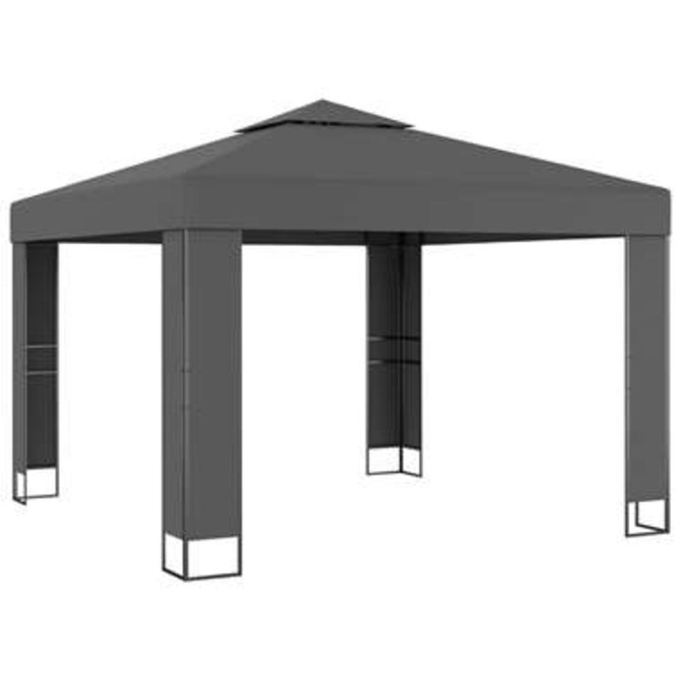 VIDAXL Prieel met dubbel dak 3x3 m antraciet