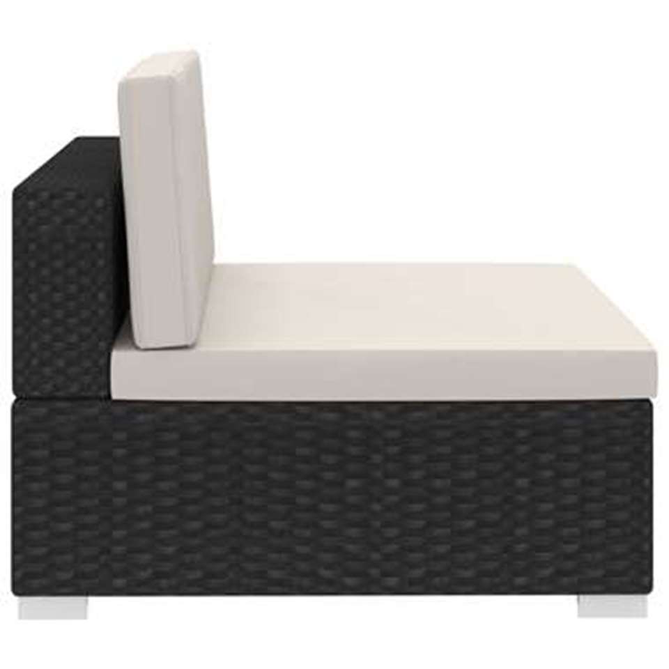 VIDAXL 4-delige Loungeset met kussens poly rattan zwart