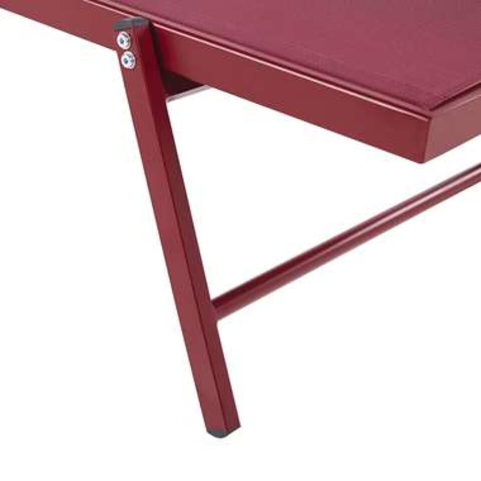 Beliani Tuinligstoel PORTOFINO - Rood aluminium, textiel