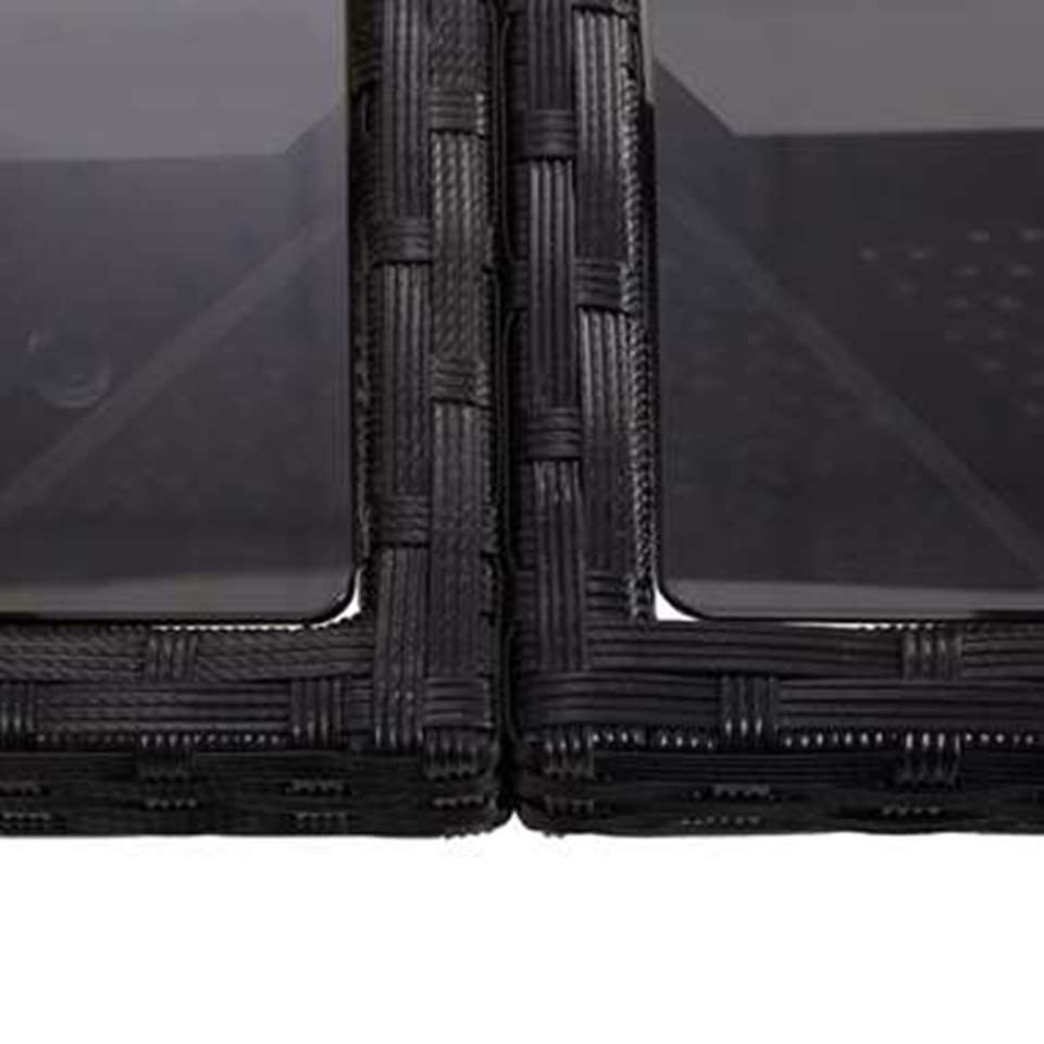 VIDAXL 9-delige Tuinset poly rattan en glas zwart