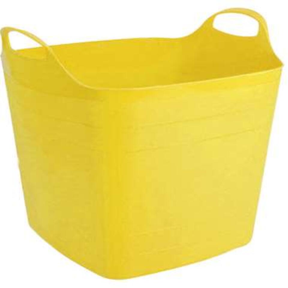 Flexibele emmer/wasmand vierkant geel 40 liter | Leen