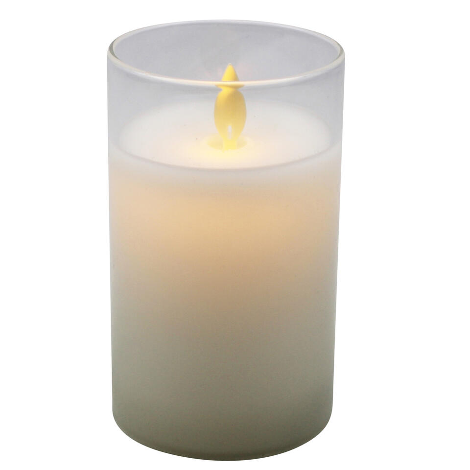 1x Witte LED kaarsen/stompkaarsen in glas 12,5 cm