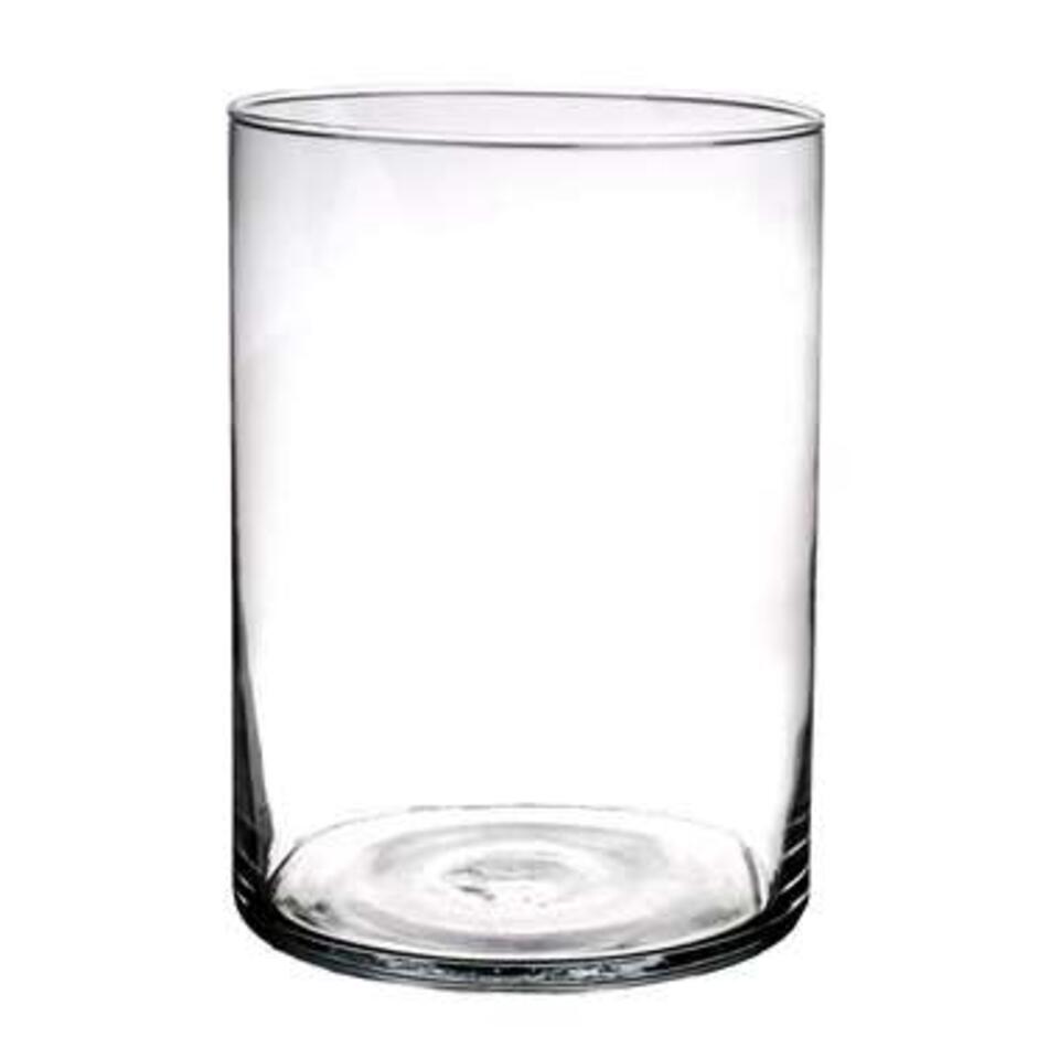Bellatio design Vaas - cilinder - transparant glas - 18 x 25 cm | Leen