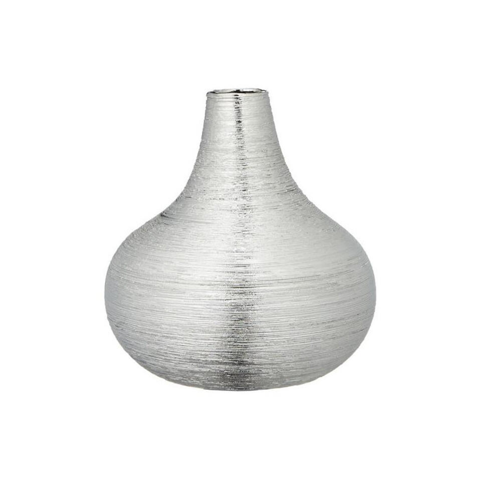 Bellatio design Vaas - zilverkleurig - mat - keramiek - 18 x 17 cm