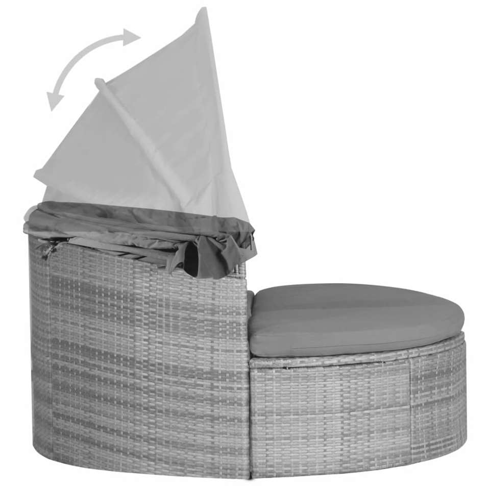VIDAXL 3-delige Loungeset met kussens poly rattan grijs