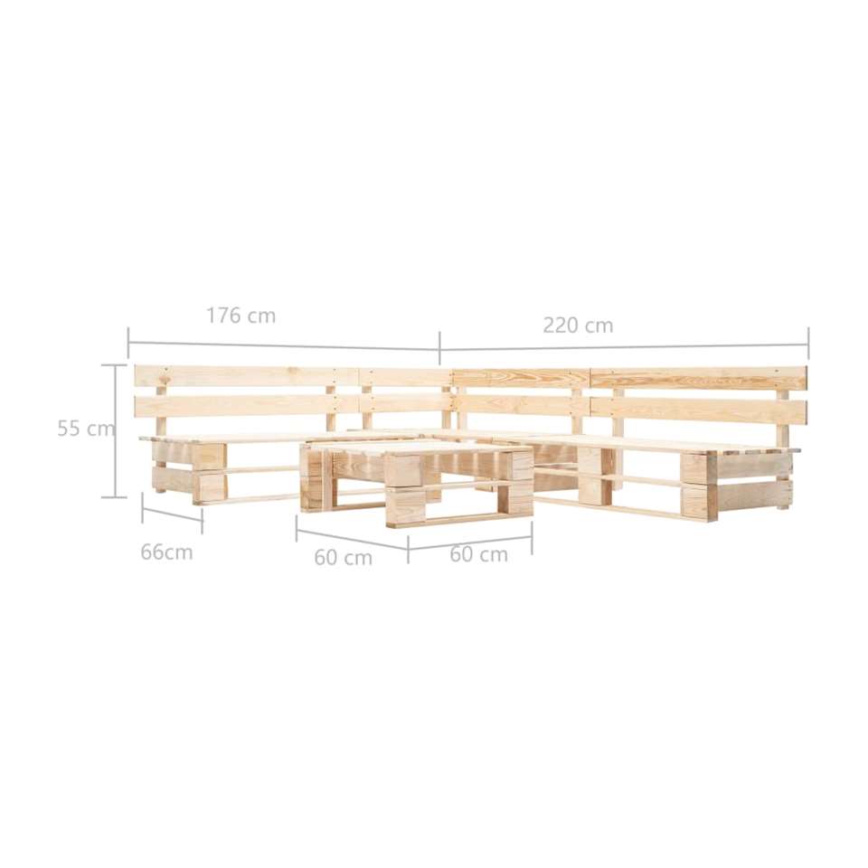 VIDAXL 4-delige Loungeset pallet hout naturel