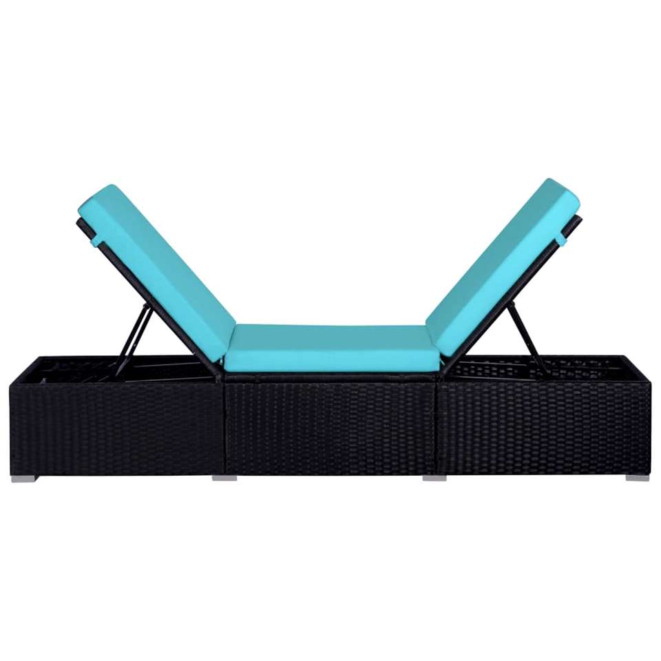 VIDAXL 9-delige Loungeset met kussens poly rattan blauw