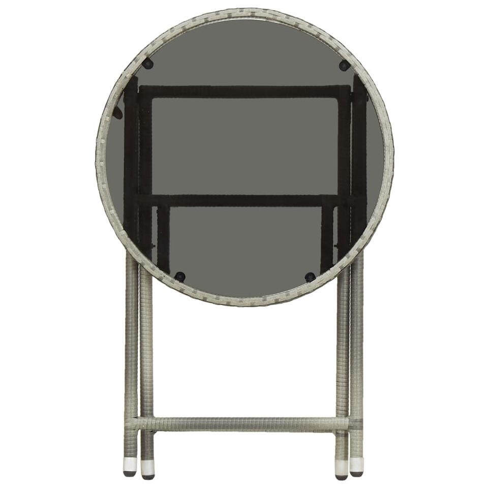 VIDAXL 3-delige Bistroset poly rattan en gehard glas grijs