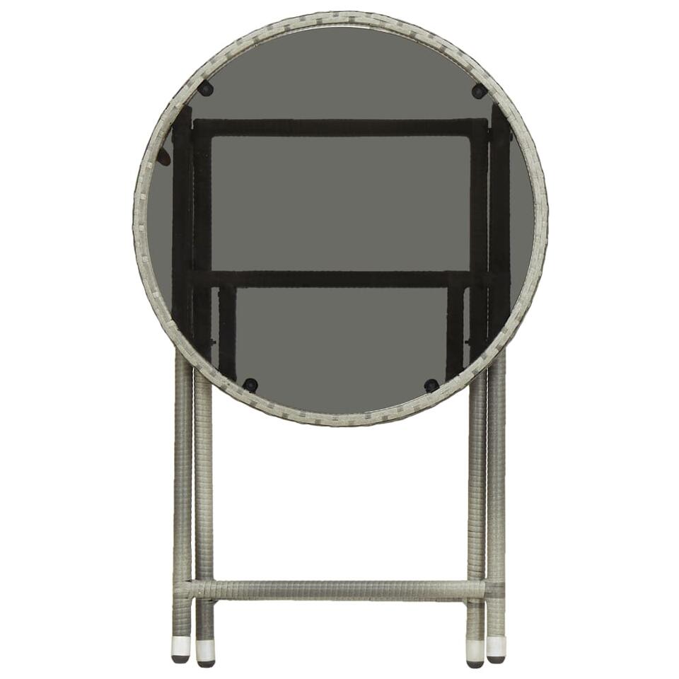 VIDAXL 3-delige Bistroset poly rattan en gehard glas grijs