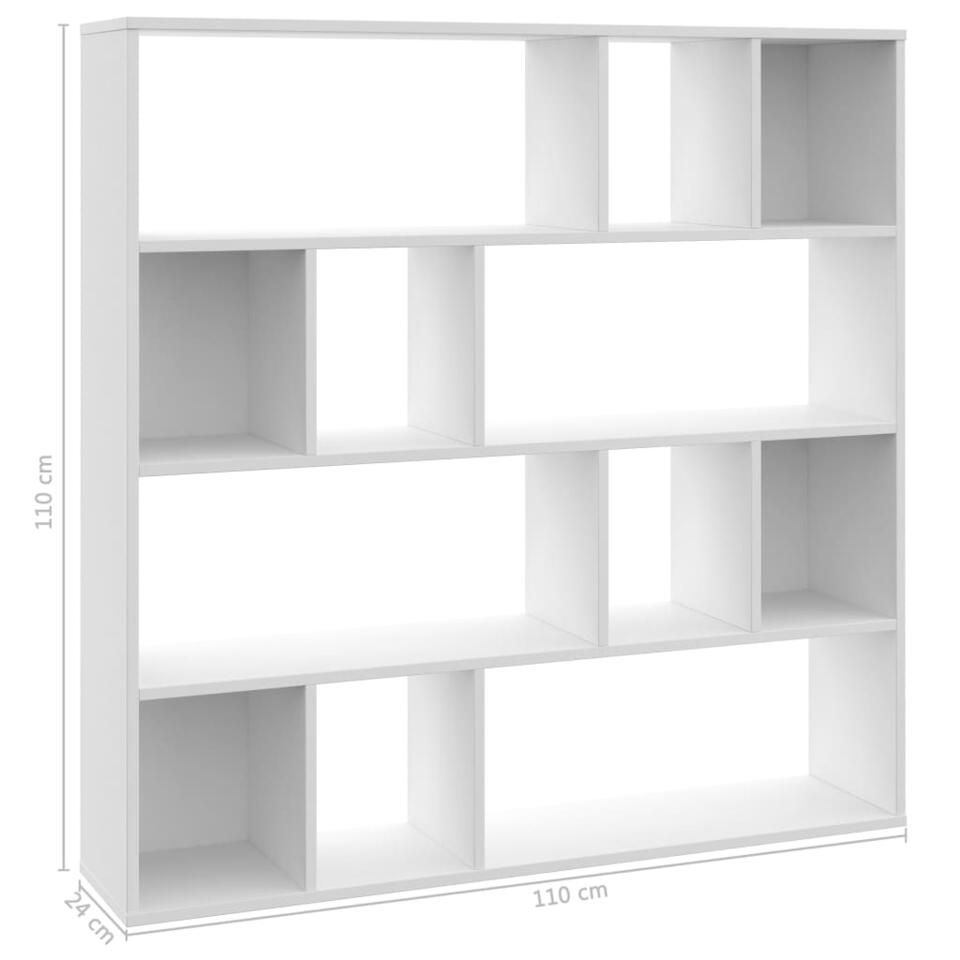 VIDAXL Kamerscherm/boekenkast 110x24x110 cm spaanplaat wit