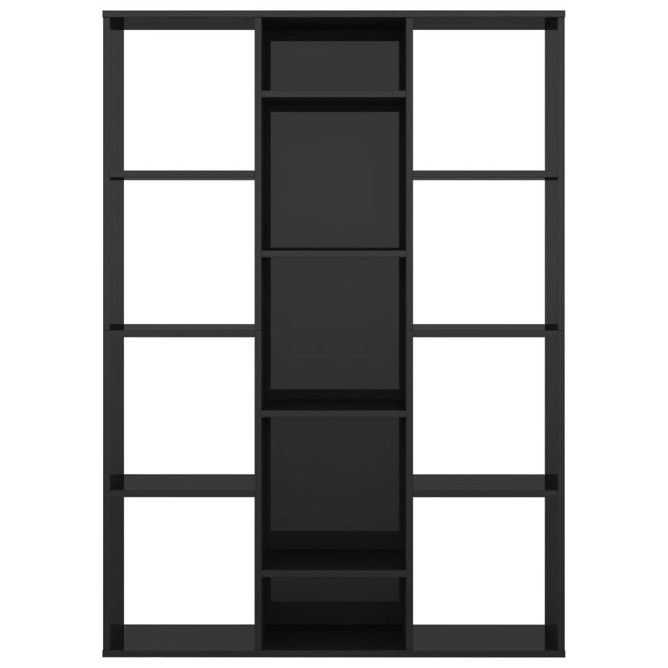 VIDAXL Kamerscherm/boekenkast 100x24x140 cm spaanplaat hoogglans zwart