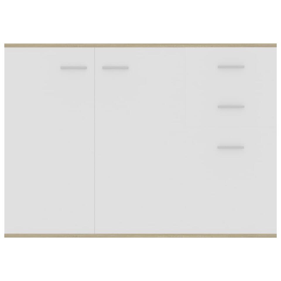 VIDAXL Dressoir 105x30x75 cm spaanplaat wit en sonoma eikenkleurig
