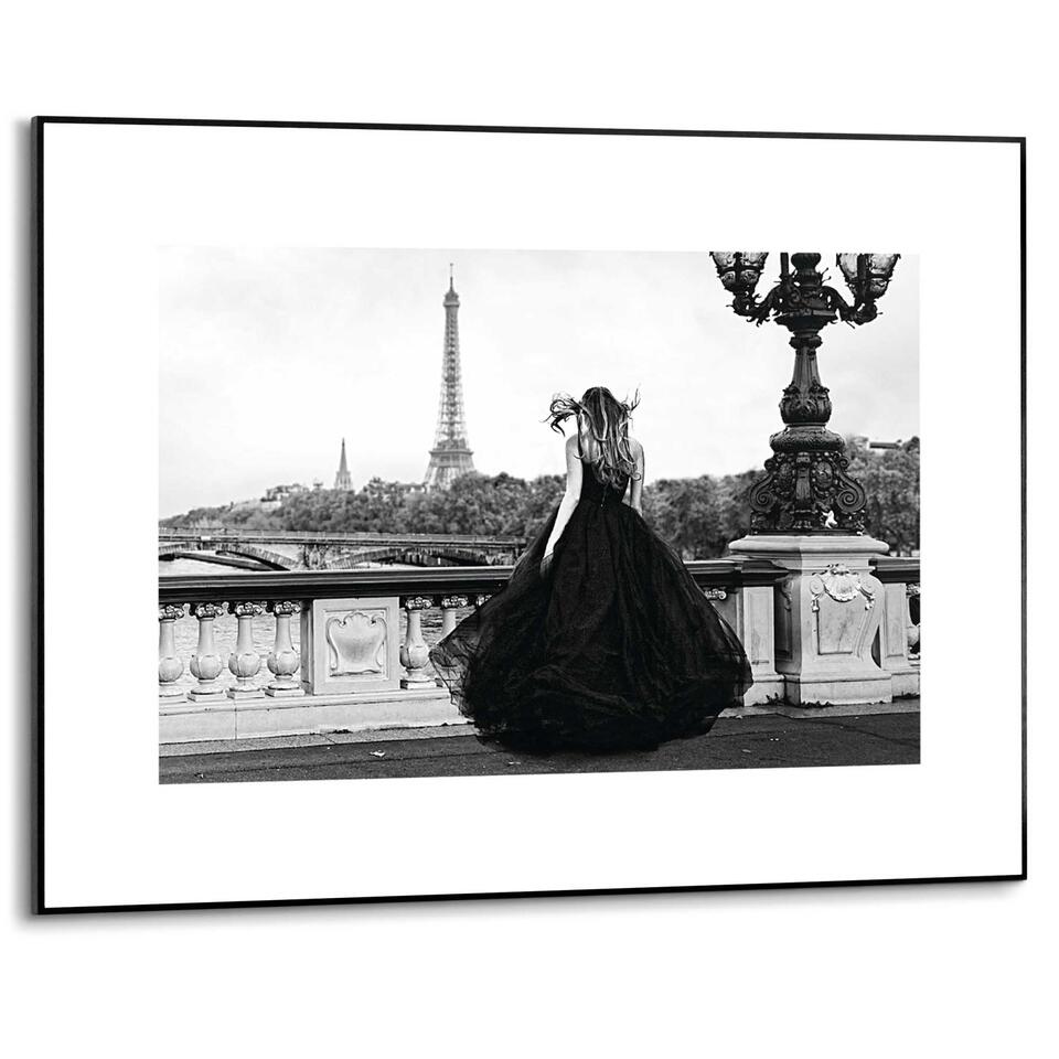 opschorten item pijp Schilderij Vrouw in Parijs 50x70 cm Zwart-Wit Hout | Leen Bakker