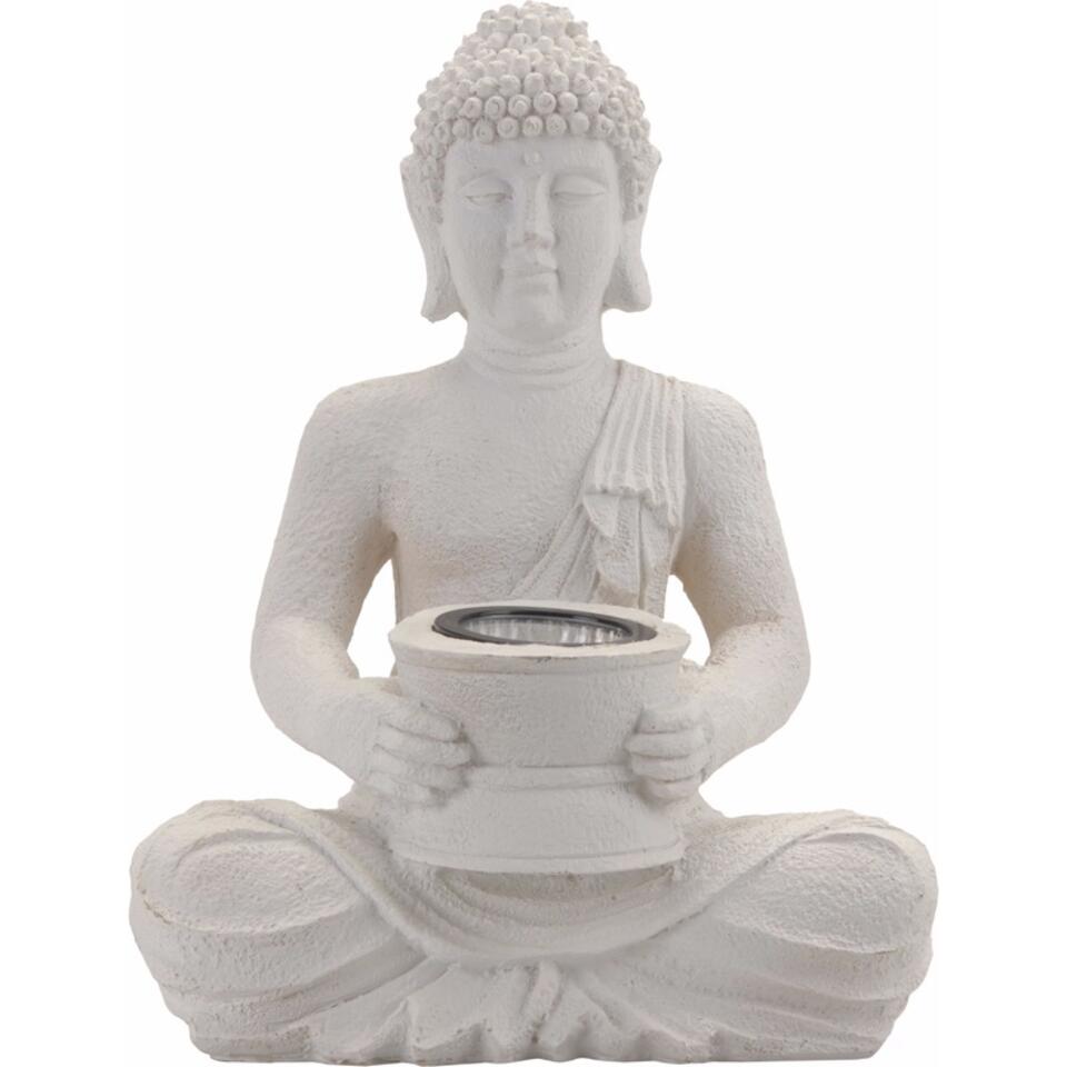 Solar lamp boeddha beeldje wit 28 cm product