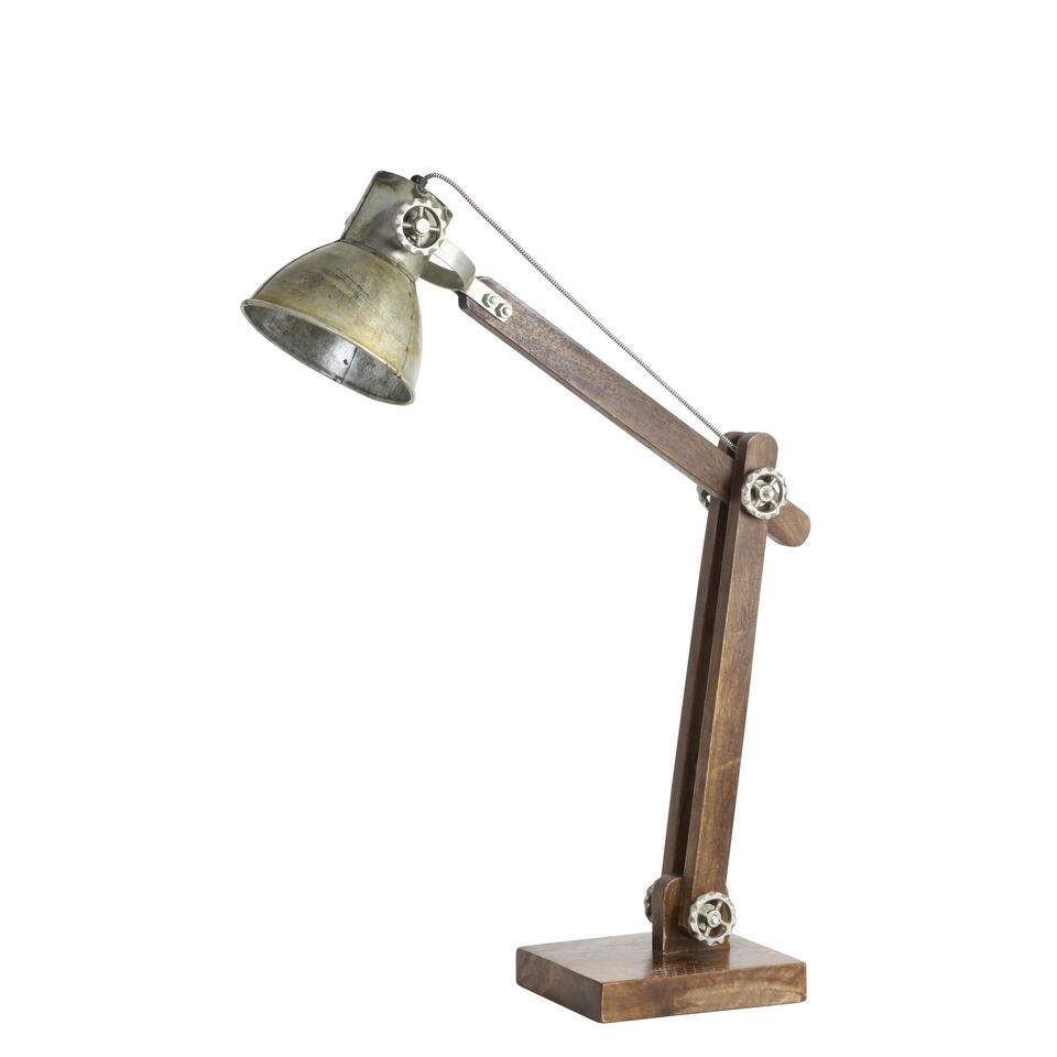 Overwinnen Niet essentieel overhead Bureaulamp Ekerd - Zilver/Hout - 58x18x55cm | Leen Bakker