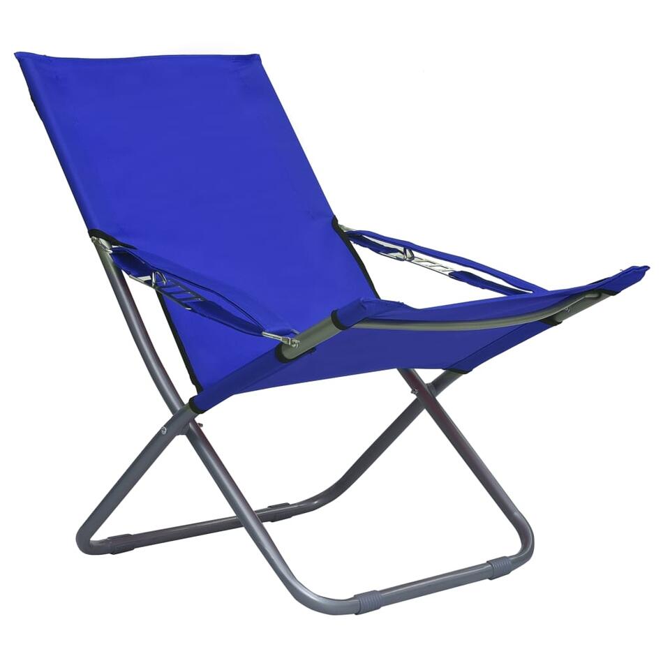 zuigen Observatie snelheid vidaXL Strandstoelen 2 st inklapbaar stof blauw | Leen Bakker