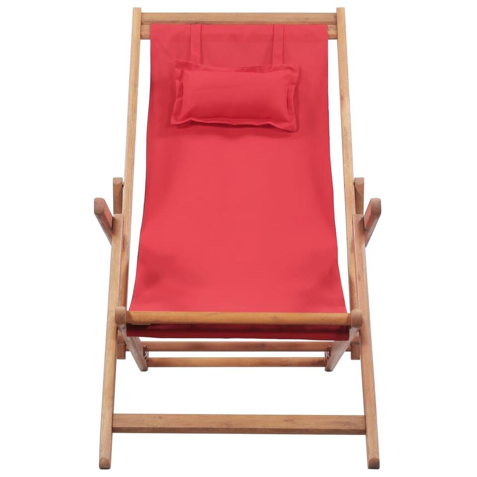 vidaXL Strandstoel inklapbaar stof en houten rood Leen