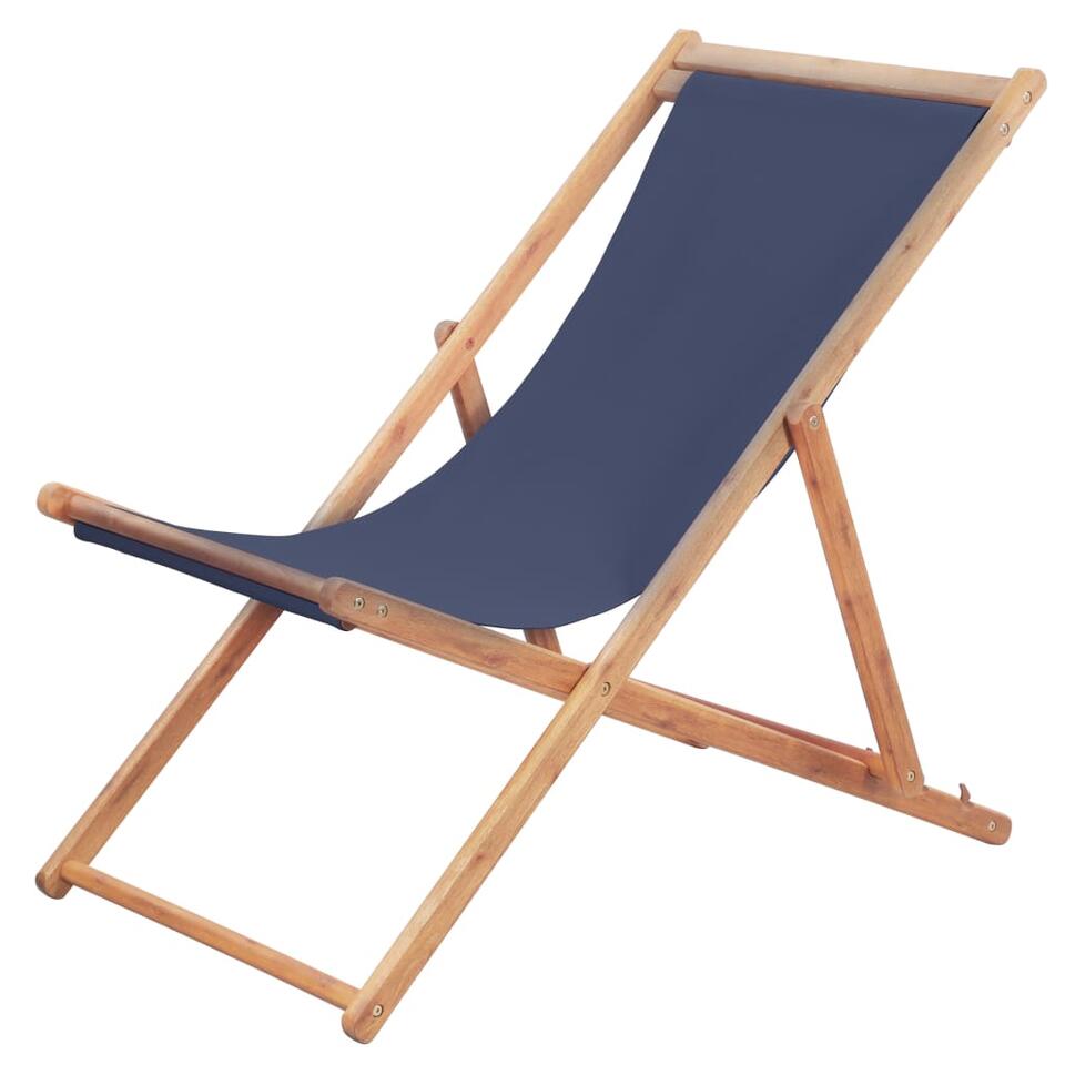 palm Score doel vidaXL Strandstoel inklapbaar stof en houten frame blauw | Leen Bakker
