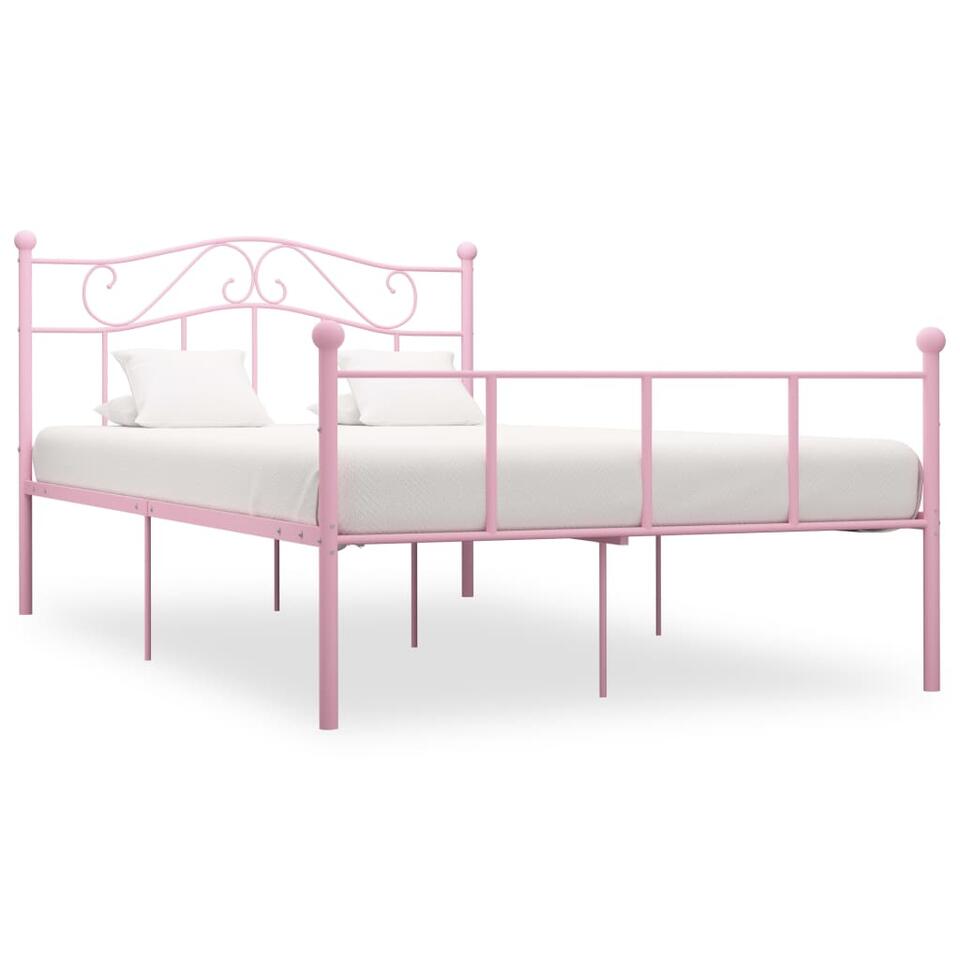 vidaXL Bedframe metaal roze 160x200 cm product