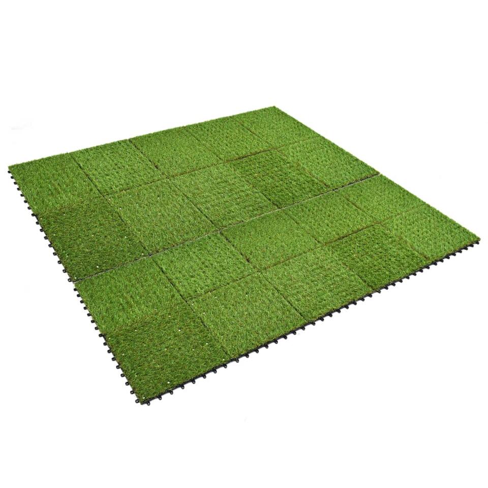 vidaXL Kunstgrastegels 30x30 cm groen 20 st