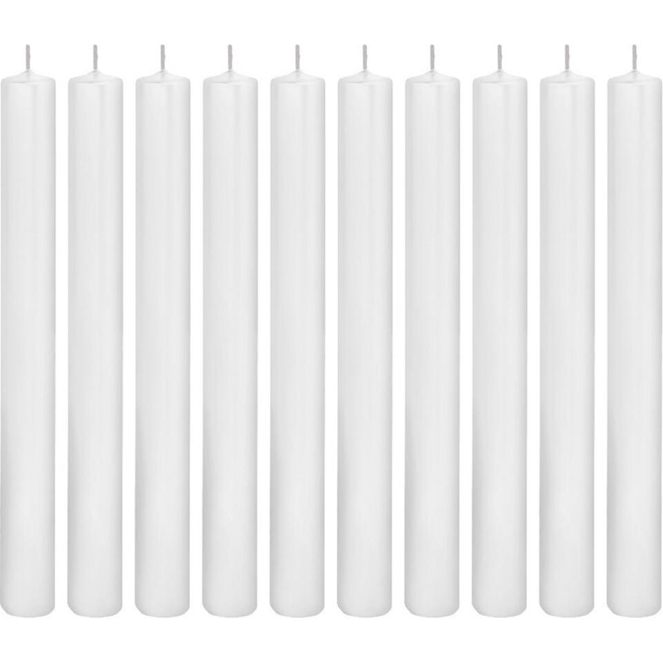 Trend Candles Dinerkaarsen - 10x - wit - 14 branduren - 25 cm