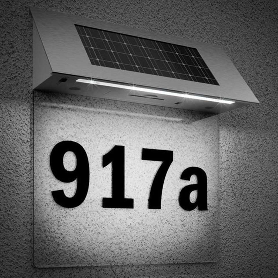 Huisnummer - Op zonne energie - RVS - Zilverkleurig