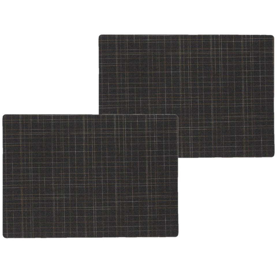Wicotext Placemats - 4 stuks - Liso - zwart - 43 x 30 cm