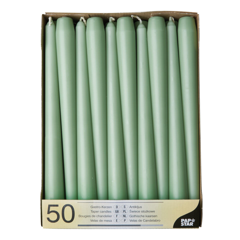 Conpax Candles Dinerkaarsen - 50x - jade groen - 7 branduren - 25 cm