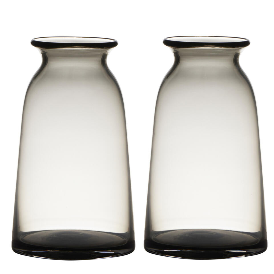 een is meer dan krassen Transparante home-basics grijze glazen vaas/vazen 23.5 x 12.5 cm | Leen  Bakker