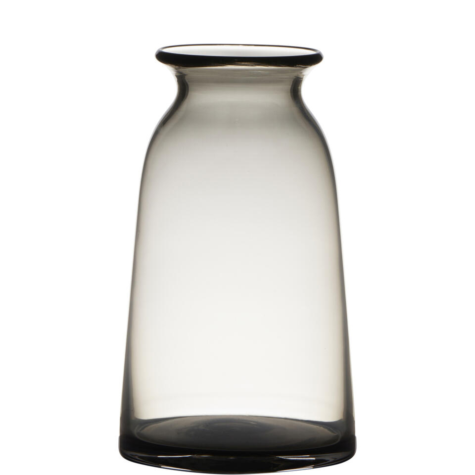 Transparante home-basics grijze glazen vaas/vazen 23.5 x 12.5 | Bakker