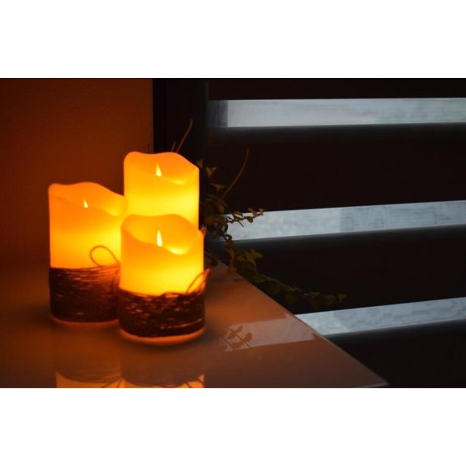 O'DADDY® LED Kaarsen set - Bewegende Vlam – 10+12.5+15cm 8d - Rope