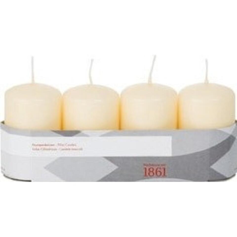 Trend Candles Stompkaarsen - 4 stuks - creme - 18 branduren