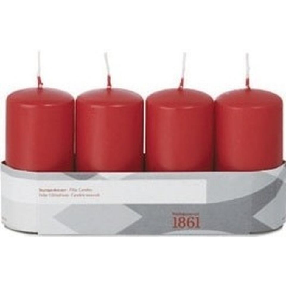 Trend Candles Stompkaarsen - 4 stuks - rood - 18 branduren