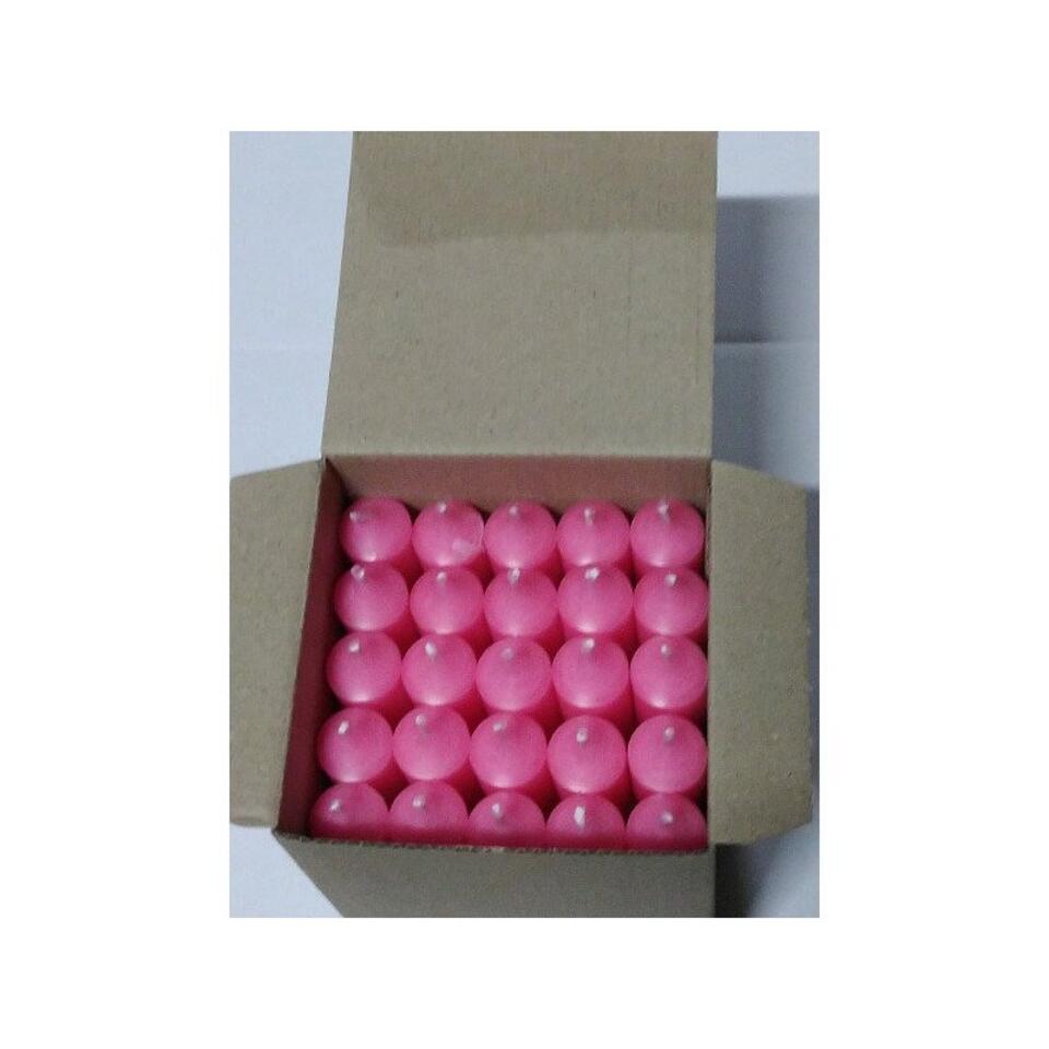 Dinerkaarsen - 25 stuks - roze - 7 tot 8 branduren - 18 cm