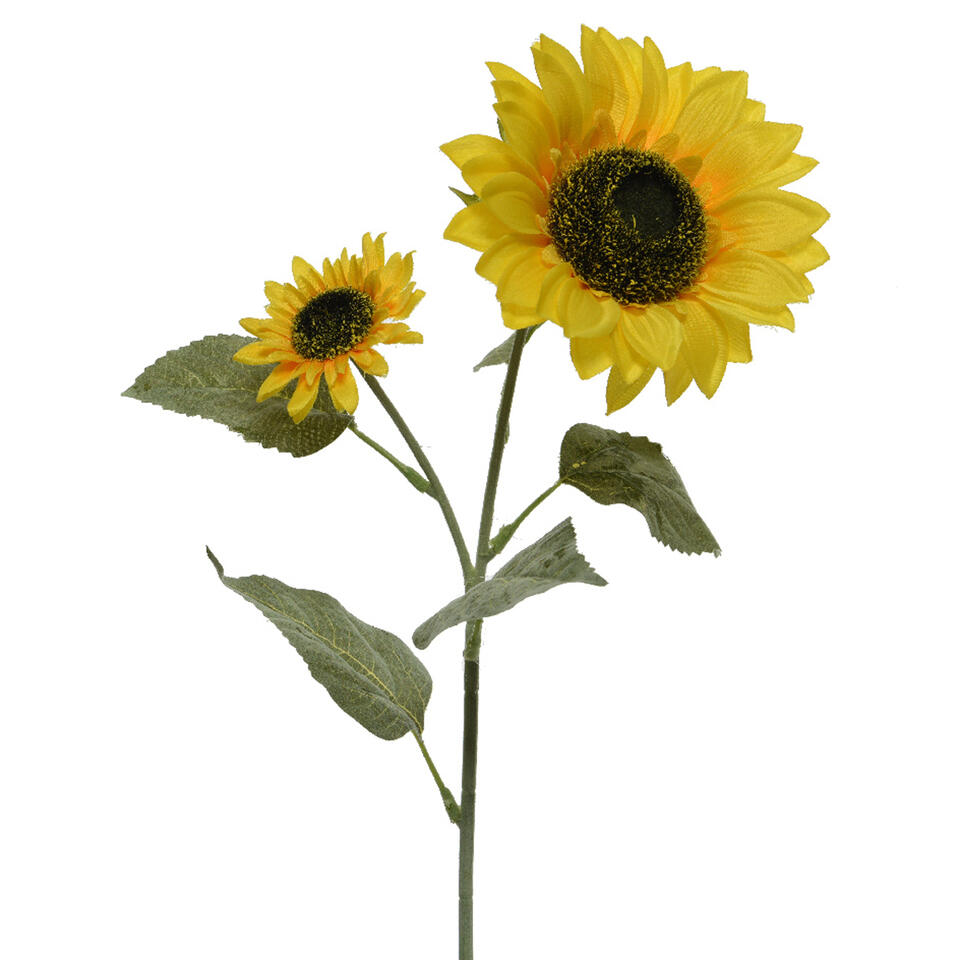 Klem halfrond hout Gele zonnebloemen kunstbloemen/kunsttakken 72 cm | Leen Bakker