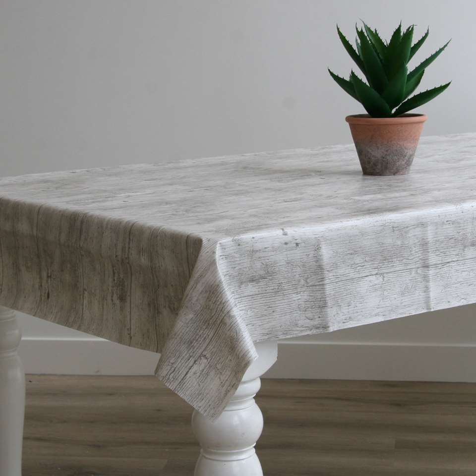 Bellatio design Tafelzeil - white wash - planken - 140 x 300 cm