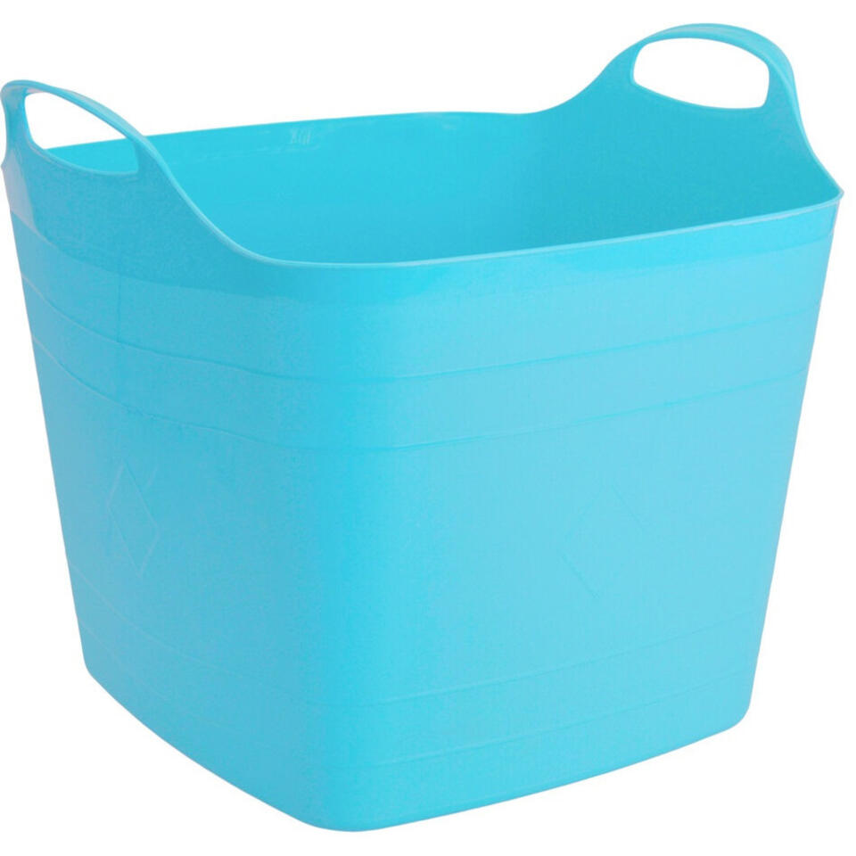 Praten tegen overloop Binnen Flexibele kuip emmer/wasmand vierkant blauw 40 liter 42 x 42 cm | Leen  Bakker