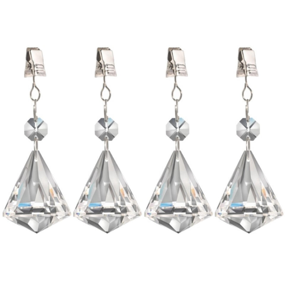 Patifix Tafelkleedgewichtjes - 4 stuks - diamant vormig - glas
