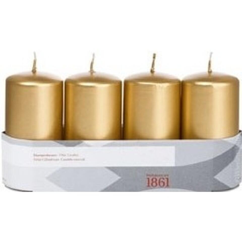 Trend Candles Stompkaarsen - 4 stuks - goud - 18 branduren