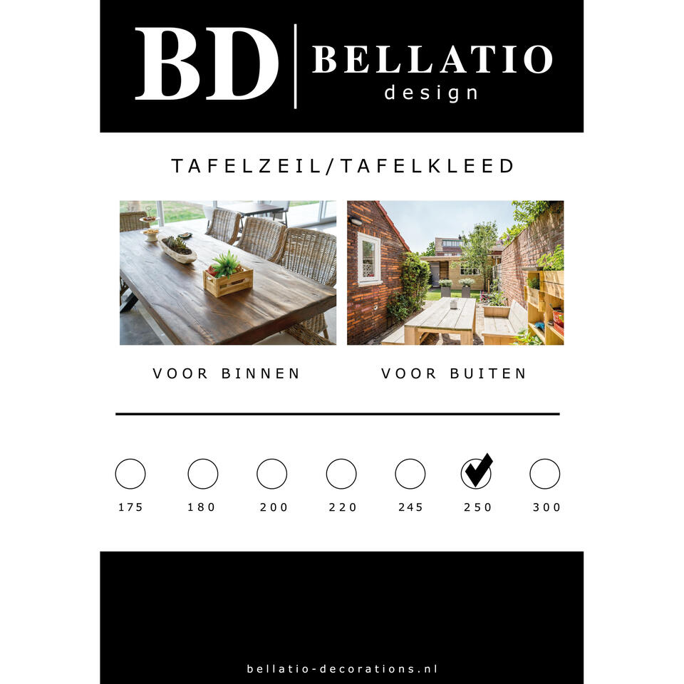 Bellatio design Tafelzeil - antraciet - binnen en buiten - 140 x 250 cm
