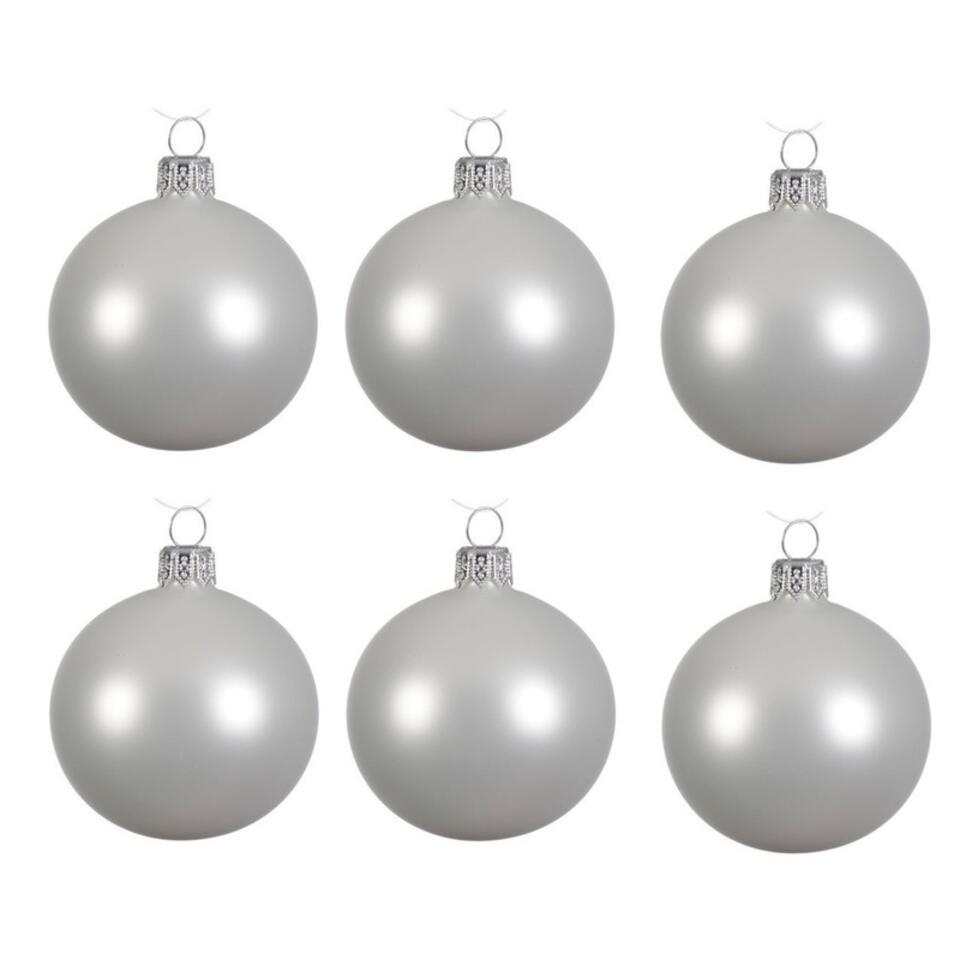 De Kamer Isoleren Rond en rond Decoris Kerstballen - 6 stuks - winter wit - glas - mat - 6 cm | Leen Bakker