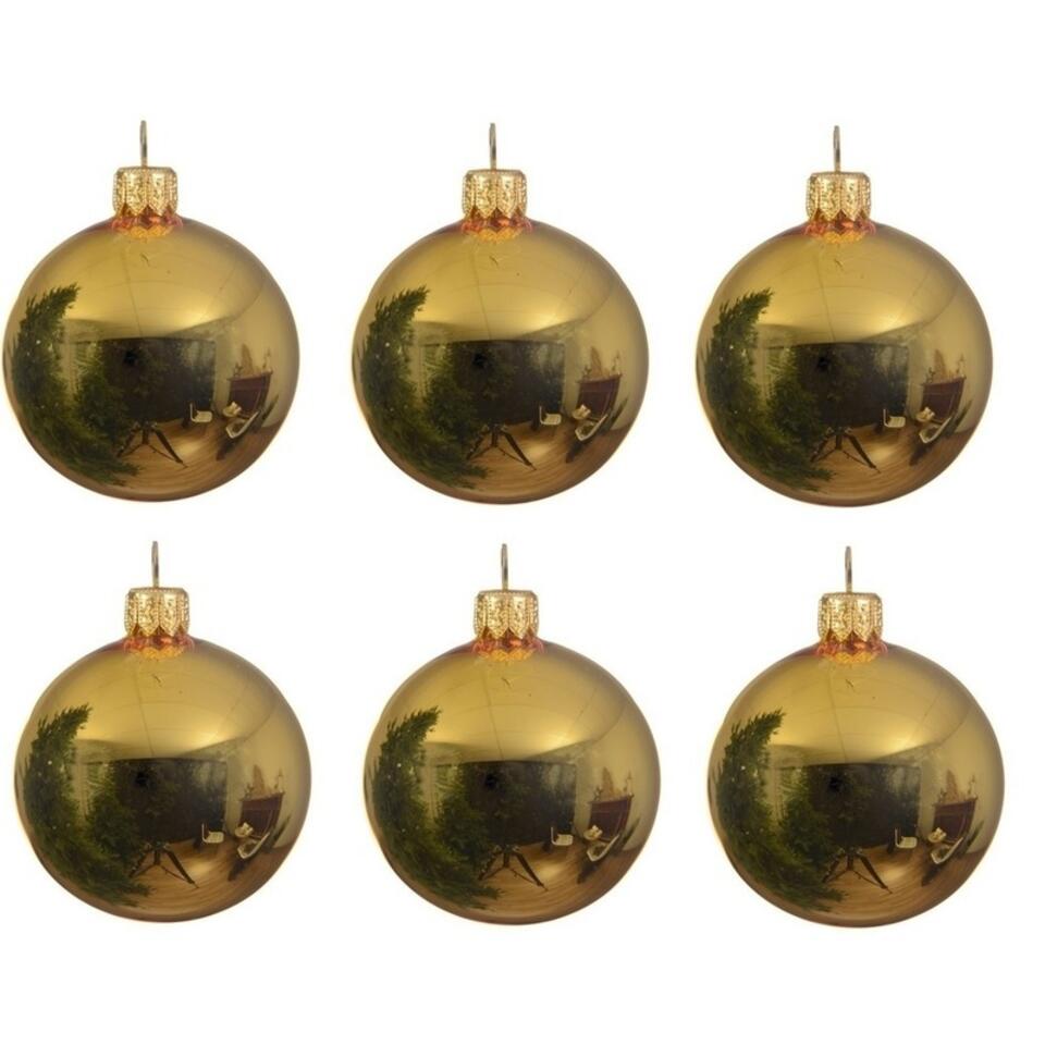 Onschuld bossen Herhaald Decoris Kerstballen - 6 stuks - goudkleurig - glas - glans - 6 cm | Leen  Bakker