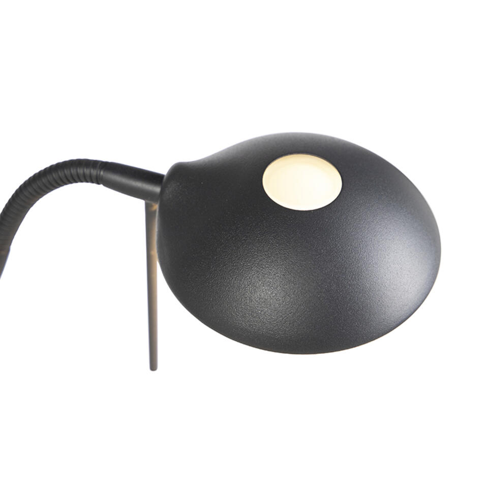 QAZQA Vloerlamp zwart met leeslamp incl. LED en dimmer - Diva 2