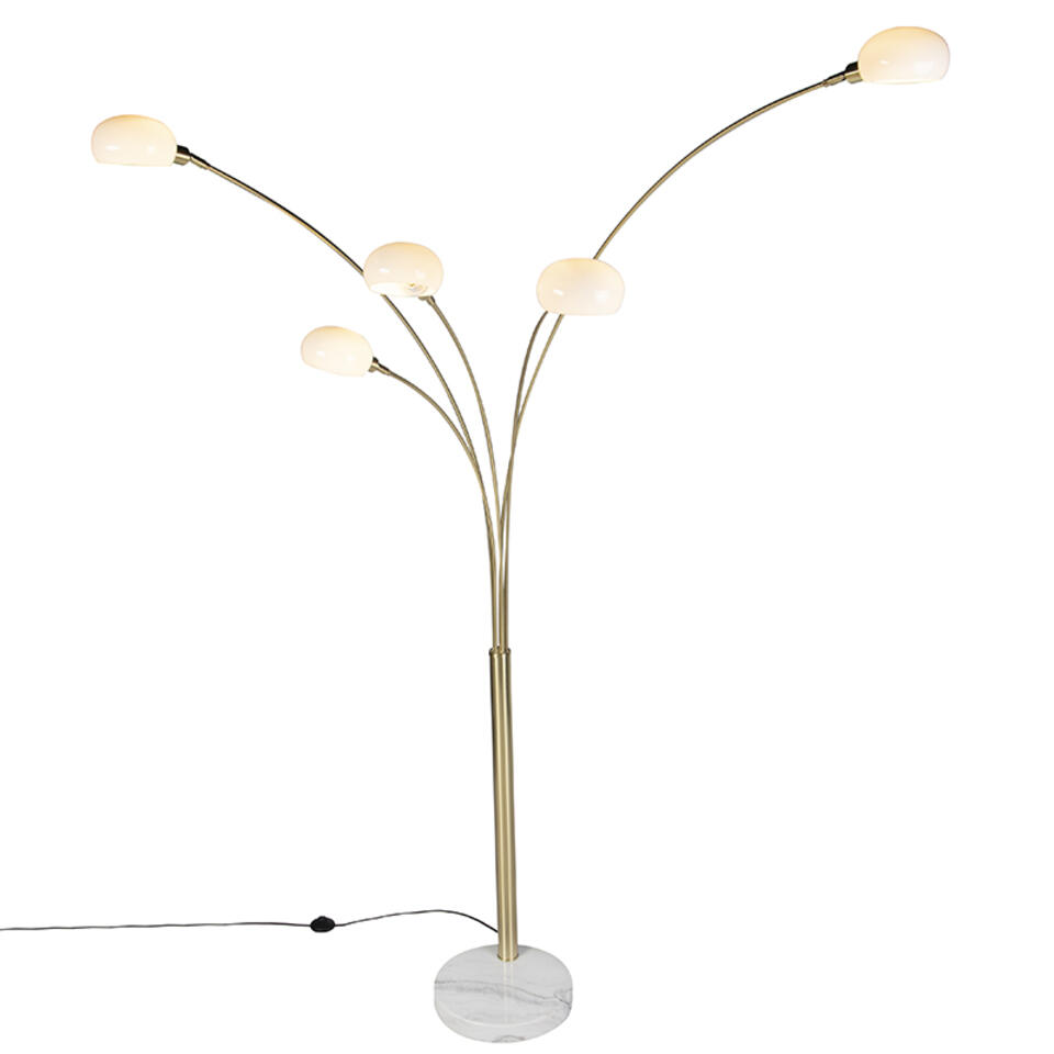 QAZQA Art deco vloerlamp goud 5-lichts - Sixties Marmo